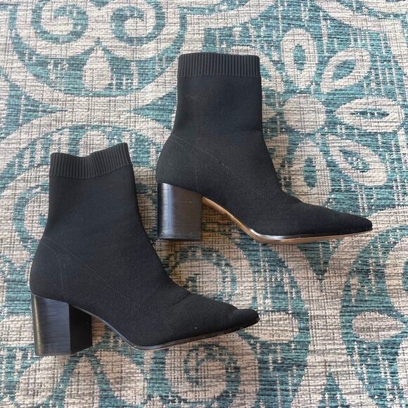 Aldo Women's Black Knit Pointed-Toe Ankle Boots with Block Heel - Size US 7.5‎ - Picture 10 of 12